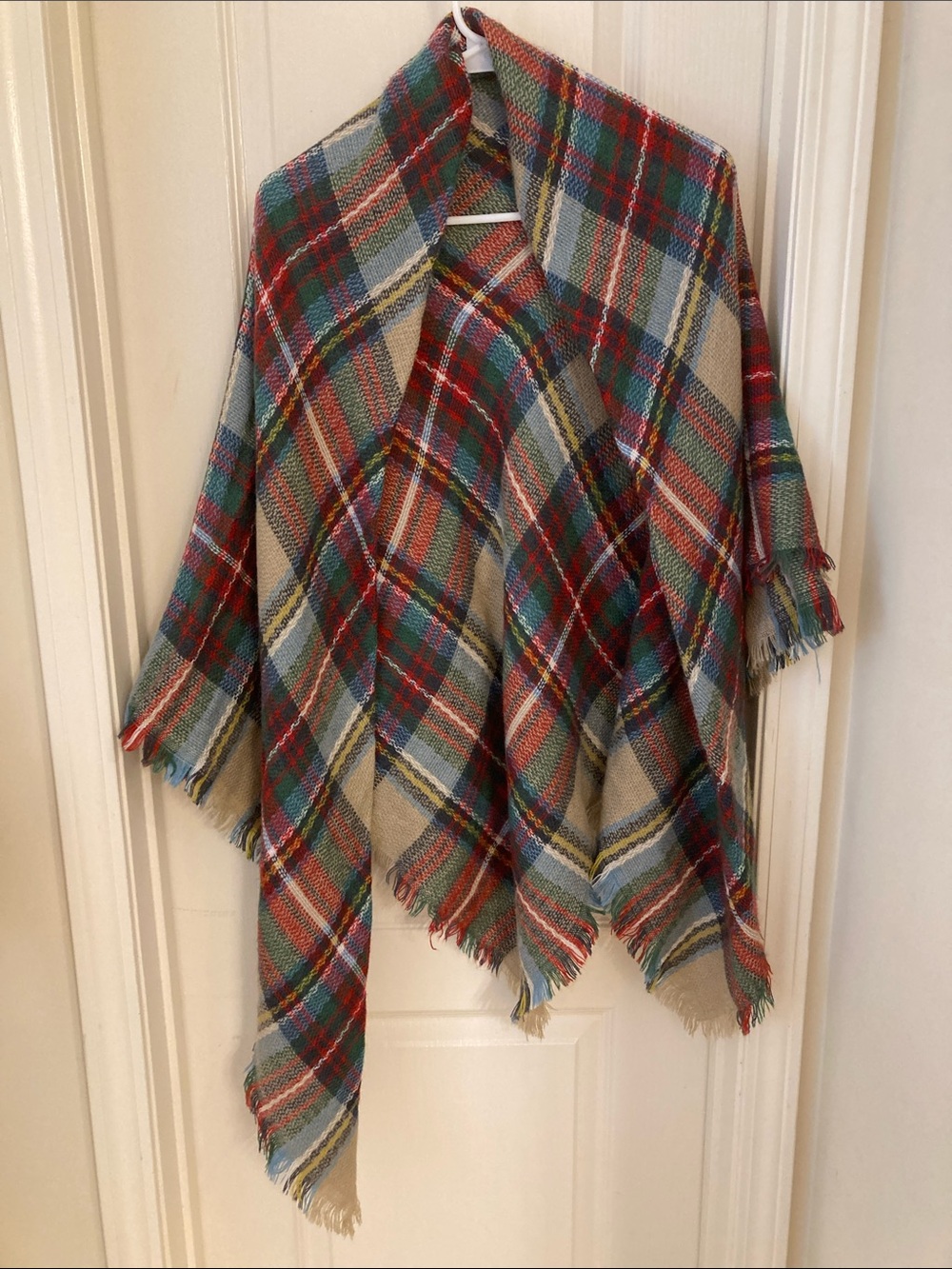 Plaid Fringe Throw Blanket Scarf